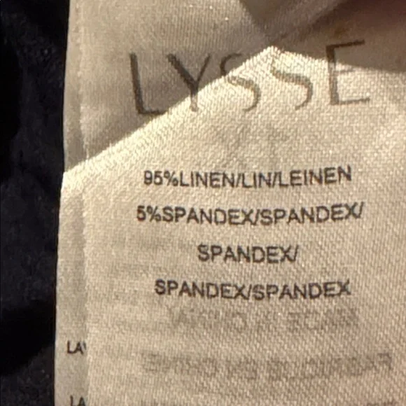 Lysse navy blue split neck linen knit sweater with contrasting blue strip - Picture 10 of 11